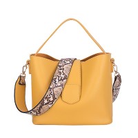 Casual Pu Bucket Bag Women Handbags Serpentine Strap Shoulder Bag Yellow Black White